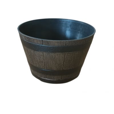 OEM ODM  Imitation Wooden Barrel Plastic flower pot